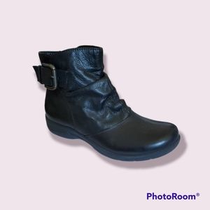 CLARKS Black Genuine Leather Ankle Boots - Size 5